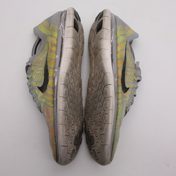 Nike Free 4.0 Flyknit Men's Size 12 Running Sneaker Grey Black Volt 717075-003 - Picture 7 of 11